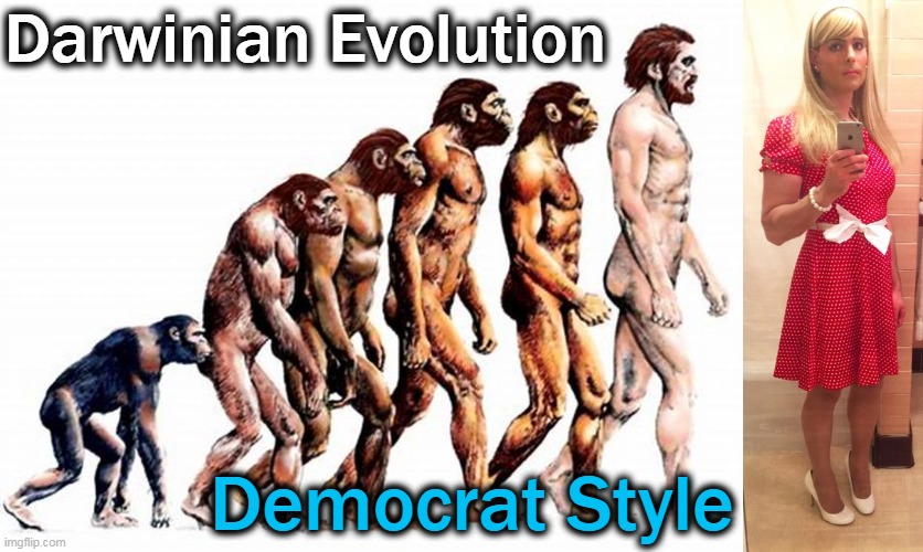 Progressive? | Darwinian Evolution; Democrat Style | image tagged in politics,liberalism,democratic socialism,political humor | made w/ Imgflip meme maker