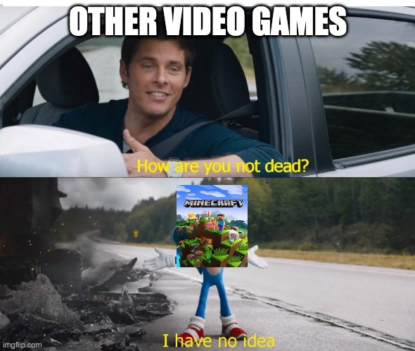 Minecraft be like: | OTHER VIDEO GAMES | image tagged in sonic how are you not dead | made w/ Imgflip meme maker