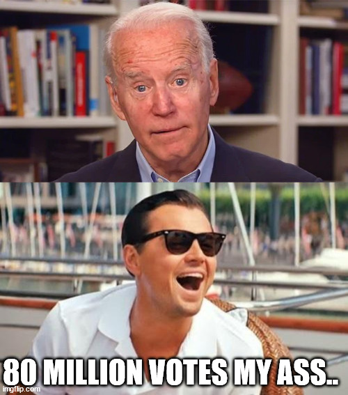  80 MILLION VOTES MY ASS.. | image tagged in memes,leonardo dicaprio wolf of wall street | made w/ Imgflip meme maker