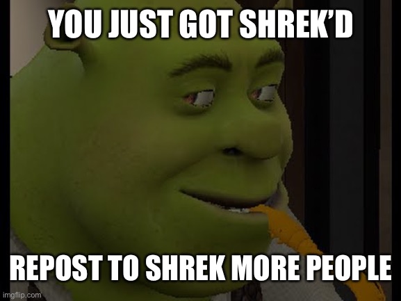 shrek’d | YOU JUST GOT SHREK’D; REPOST TO SHREK MORE PEOPLE | image tagged in memes,funny,shrek,noob | made w/ Imgflip meme maker
