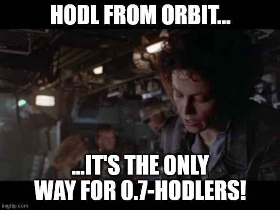 Aliens-Ellen Ripley-Nuke The Entire Site From Orbit | HODL FROM ORBIT... ...IT'S THE ONLY WAY FOR 0.7-HODLERS! | image tagged in aliens-ellen ripley-nuke the entire site from orbit | made w/ Imgflip meme maker