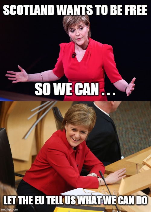 SCOTLAND WANTS TO BE FREE SO WE CAN . . . LET THE EU TELL US WHAT WE CAN DO | made w/ Imgflip meme maker