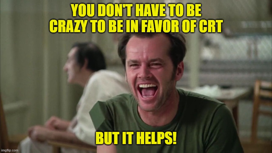 cuckoo | YOU DON'T HAVE TO BE CRAZY TO BE IN FAVOR OF CRT BUT IT HELPS! | image tagged in cuckoo | made w/ Imgflip meme maker