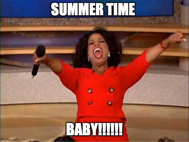 Oprah You Get A Meme | SUMMER TIME; BABY!!!!!! | image tagged in memes,oprah you get a | made w/ Imgflip meme maker