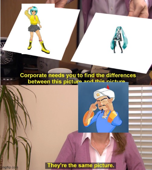 They look kinda similar, don't they? | image tagged in memes,they're the same picture,ddr,miku,akinator | made w/ Imgflip meme maker