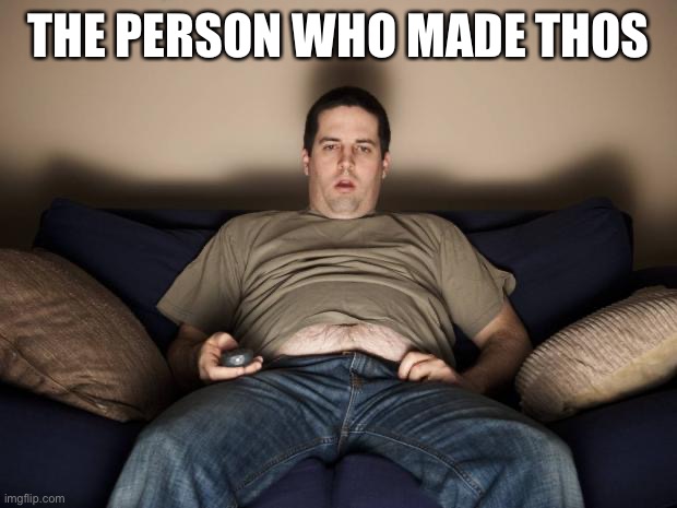 lazy fat guy on the couch | THE PERSON WHO MADE THIS | image tagged in lazy fat guy on the couch | made w/ Imgflip meme maker