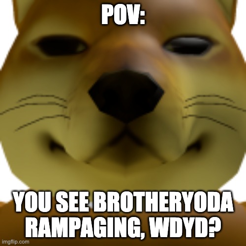 Calm him down before he starts calling the ladders | POV:; YOU SEE BROTHERYODA RAMPAGING, WDYD? | image tagged in op ocs can't help,it will make him more angry,im sure your reading the tags | made w/ Imgflip meme maker