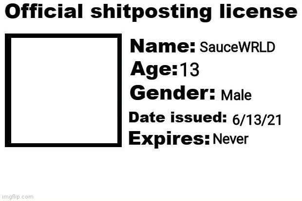 Ha | image tagged in sauce shitposting license | made w/ Imgflip meme maker