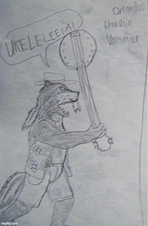 Goofy Old Redwall fanart from childhood. Orlando, that's a banjo, not a ukulele. | image tagged in anthro,fanart,goofy,misspelled,ukulele,banjo | made w/ Imgflip meme maker