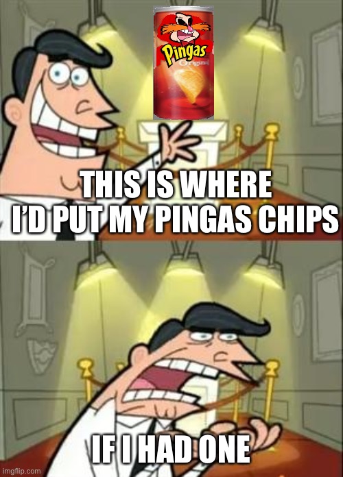 This is where I’d put my pingas chips if I had one | THIS IS WHERE I’D PUT MY PINGAS CHIPS; IF I HAD ONE | image tagged in memes,this is where i'd put my trophy if i had one,pingas,dank memes,pingas chips | made w/ Imgflip meme maker