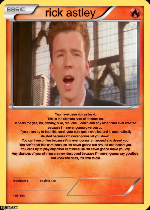 Rick roll card | image tagged in rick roll card | made w/ Imgflip meme maker