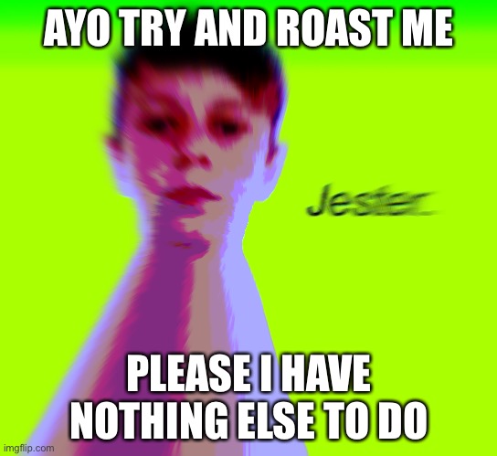 Jester. | AYO TRY AND ROAST ME; PLEASE I HAVE NOTHING ELSE TO DO | image tagged in jester | made w/ Imgflip meme maker