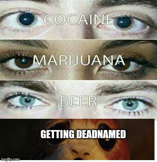 The effect of mind numbing drugs. | GETTING DEADNAMED | image tagged in eye effect | made w/ Imgflip meme maker