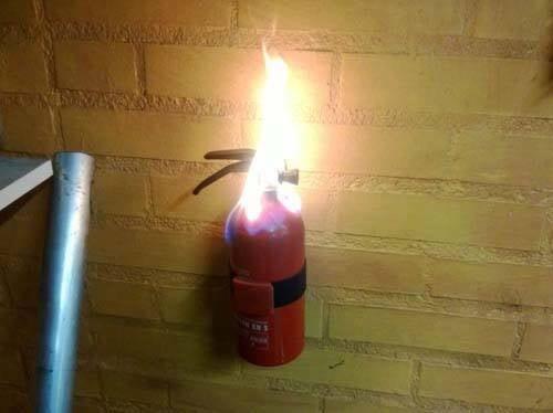 Fire extinguisher on fire Blank Meme Template