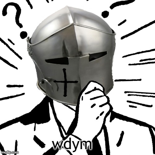 Thinking Crusader | wdym | image tagged in thinking crusader | made w/ Imgflip meme maker