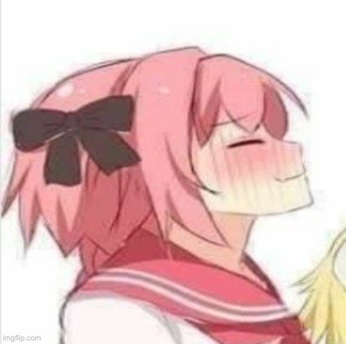 I hate lefties | image tagged in pleased astolfo | made w/ Imgflip meme maker