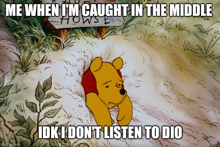 ME WHEN I'M CAUGHT IN THE MIDDLE; IDK I DON'T LISTEN TO DIO | image tagged in music,heavy metal | made w/ Imgflip meme maker
