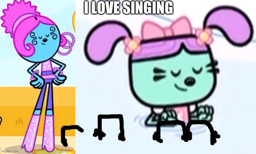 I Love Singing | I LOVE SINGING | image tagged in shimmer s closing your eyes,daisy s closing your eyes | made w/ Imgflip meme maker