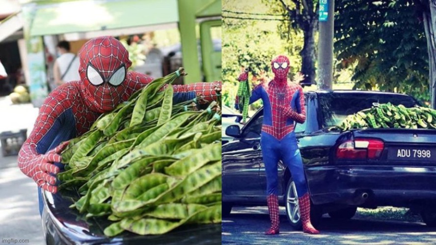 spiderman selling petai in malaysia | made w/ Imgflip meme maker