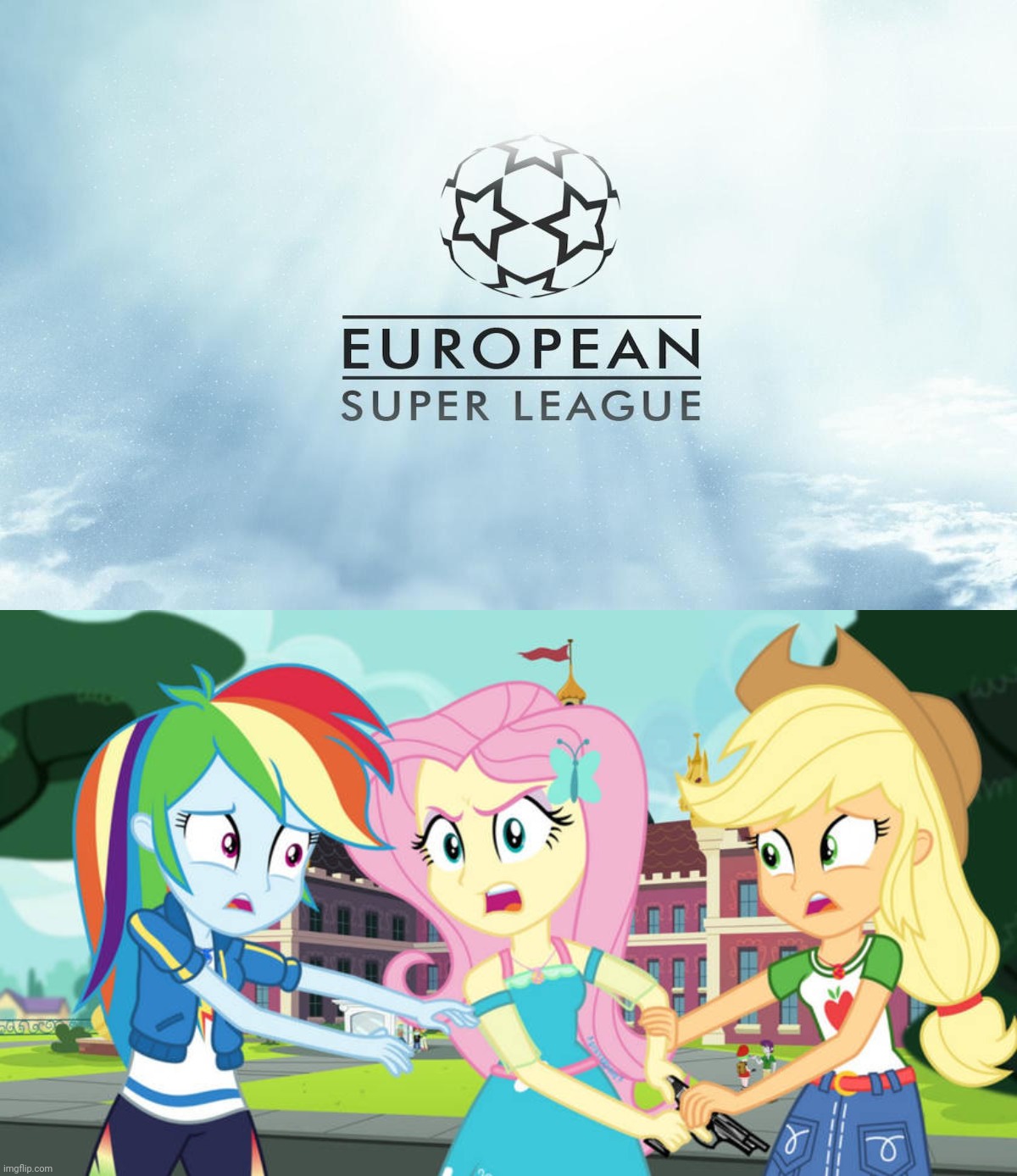 Fluttershy's Rage at the European Super League | image tagged in fluttershy,european super league,my little pony,funny,memes,stop reading the tags | made w/ Imgflip meme maker