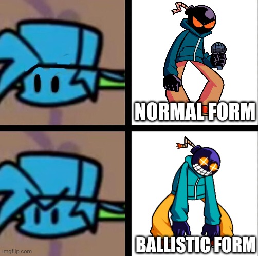 Fnf |  NORMAL FORM; BALLISTIC FORM | image tagged in fnf,mad whitty,boyfriend,whitty,friday night funkin,memes | made w/ Imgflip meme maker