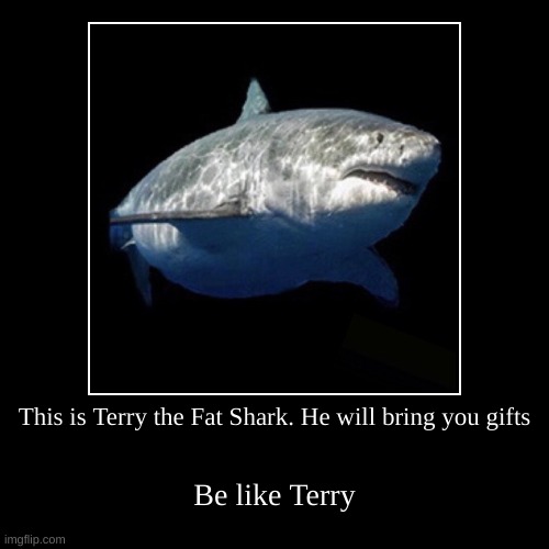 Be more like terry the shark | image tagged in funny,demotivationals | made w/ Imgflip demotivational maker