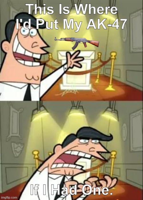 This Is Where I'd Put My AK-47 If I Had One. | This Is Where I'd Put My AK-47; If I Had One. | image tagged in memes,this is where i'd put my trophy if i had one | made w/ Imgflip meme maker