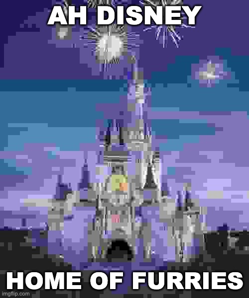 w h e e z e | AH DISNEY; HOME OF FURRIES | image tagged in disney | made w/ Imgflip meme maker