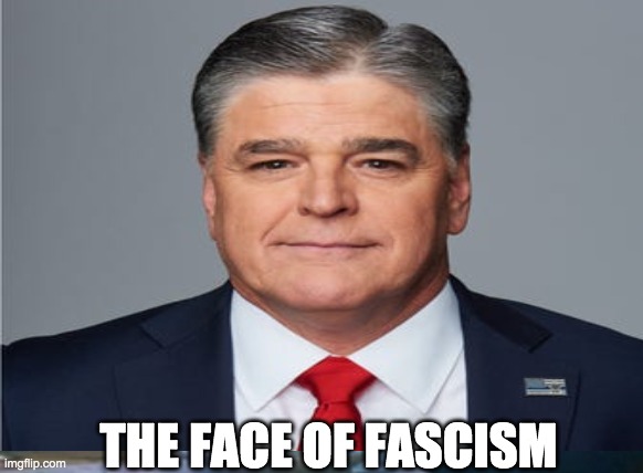 Sean Hannity The Face of Fascism | THE FACE OF FASCISM | image tagged in sean hannity,fascism | made w/ Imgflip meme maker