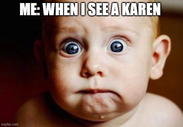 Scared Face | ME: WHEN I SEE A KAREN | image tagged in scared face | made w/ Imgflip meme maker