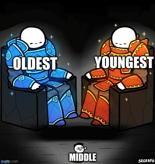 SrGrafo #152 | YOUNGEST; OLDEST; MIDDLE | image tagged in srgrafo 152 | made w/ Imgflip meme maker