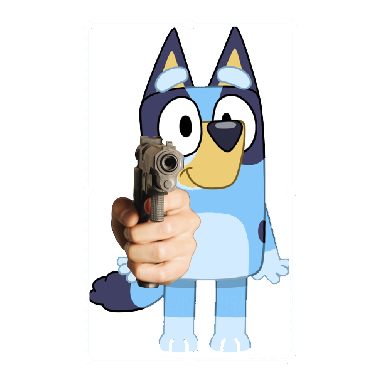 Bluey Has A Gun Blank Meme Template