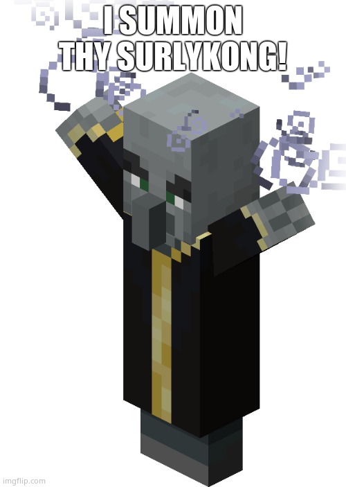 Evoker doing his magical powers | I SUMMON THY SURLYKONG! | image tagged in evoker doing his magical powers | made w/ Imgflip meme maker