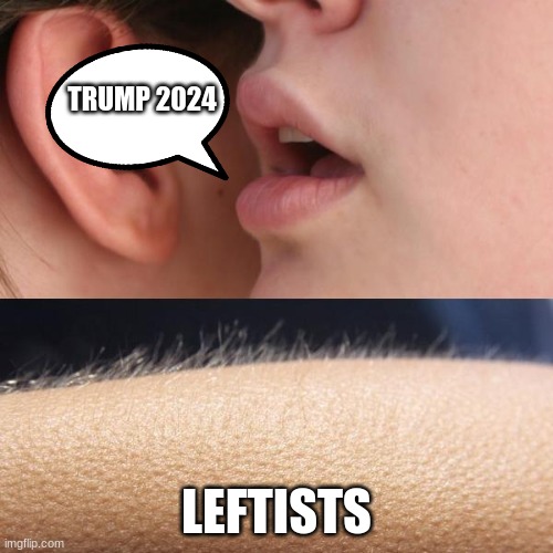 Trump 2024 Save America | TRUMP 2024; LEFTISTS | image tagged in whisper and goosebumps,liberals,leftists,democrats,conservatives,trump | made w/ Imgflip meme maker