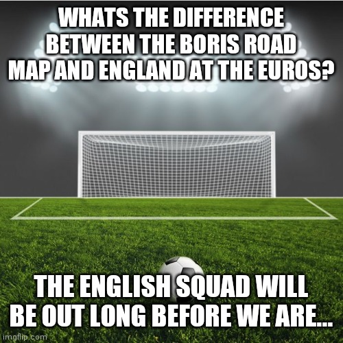 England Euro 2020 | WHATS THE DIFFERENCE BETWEEN THE BORIS ROAD MAP AND ENGLAND AT THE EUROS? THE ENGLISH SQUAD WILL BE OUT LONG BEFORE WE ARE... | image tagged in football,soccer,euro 2020 | made w/ Imgflip meme maker
