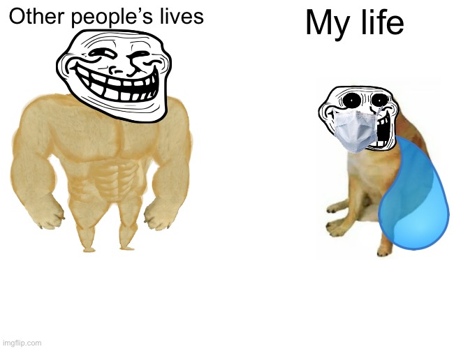 Buff Doge vs. Cheems | Other people’s lives; My life | image tagged in memes,buff doge vs cheems | made w/ Imgflip meme maker