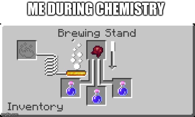 Kaboom? | ME DURING CHEMISTRY | image tagged in funny,minecraft,potion,brewing,meme,memes | made w/ Imgflip meme maker