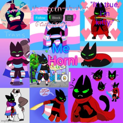 >:) | Me; Horni; Lol | image tagged in the-goth-chicken's announcement template 23 | made w/ Imgflip meme maker