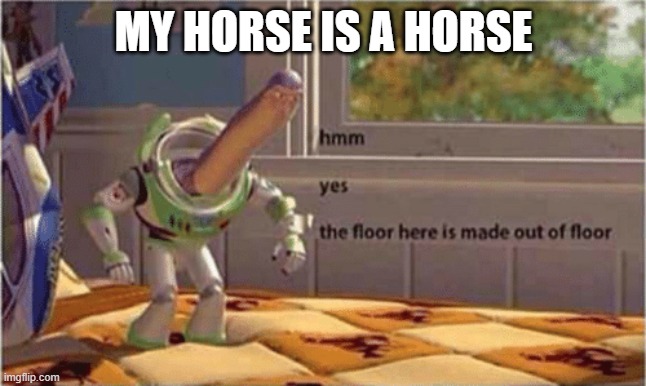 Old Town Horse | MY HORSE IS A HORSE | image tagged in hmm yes the floor here is made out of floor,horse,old town road | made w/ Imgflip meme maker