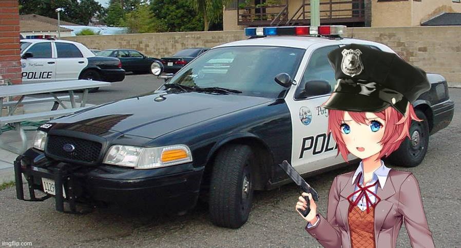 Aight the police have been called | image tagged in sayori the cop | made w/ Imgflip meme maker