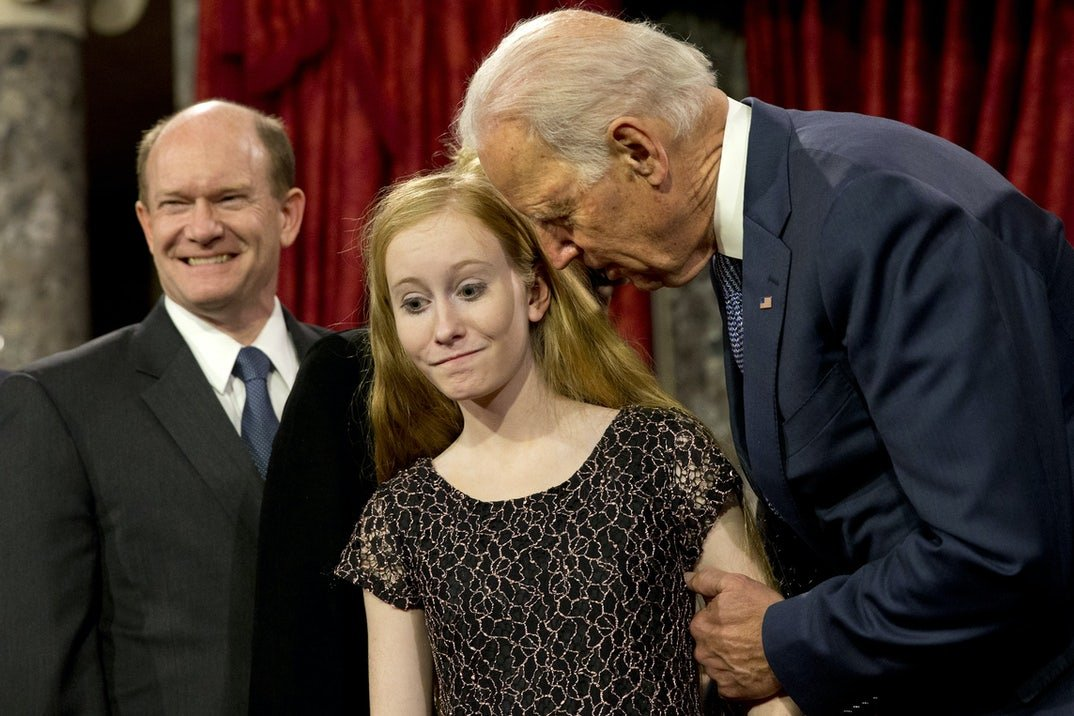 High Quality Woman trying to ignore Joe Biden Blank Meme Template
