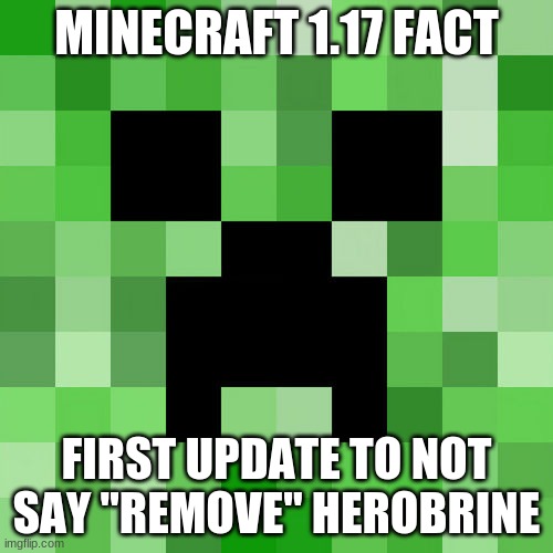 I Will Make Facts To Celebrate This New Update |  MINECRAFT 1.17 FACT; FIRST UPDATE TO NOT SAY "REMOVE" HEROBRINE | image tagged in scumbag minecraft,minecraft,ea,sports,its in the game,minecraft 1 17 | made w/ Imgflip meme maker