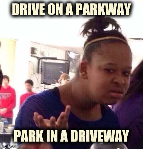 Black Girl Wat Meme | DRIVE ON A PARKWAY PARK IN A DRIVEWAY | image tagged in memes,black girl wat | made w/ Imgflip meme maker