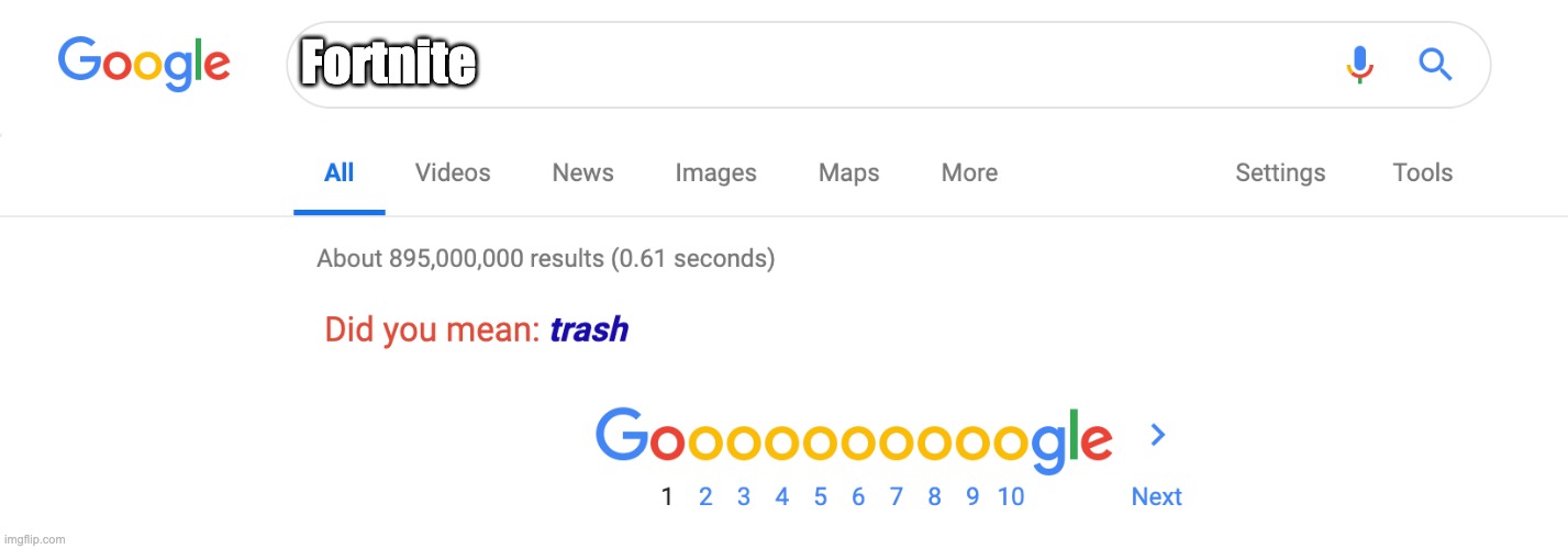 Google is correct | Fortnite | image tagged in did you mean trash | made w/ Imgflip meme maker