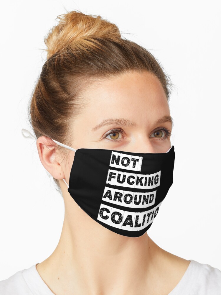White woman wearing NFAC COVID mask Blank Meme Template
