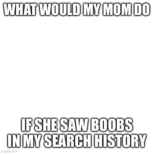 Blank Transparent Square | WHAT WOULD MY MOM DO; IF SHE SAW BOOBS IN MY SEARCH HISTORY | image tagged in memes,blank transparent square | made w/ Imgflip meme maker
