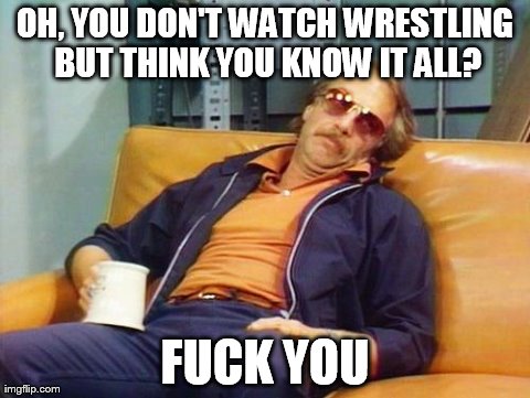 JohnnySorrow | OH, YOU DON'T WATCH WRESTLING BUT THINK YOU KNOW IT ALL? F**K YOU | image tagged in johnnysorrow | made w/ Imgflip meme maker