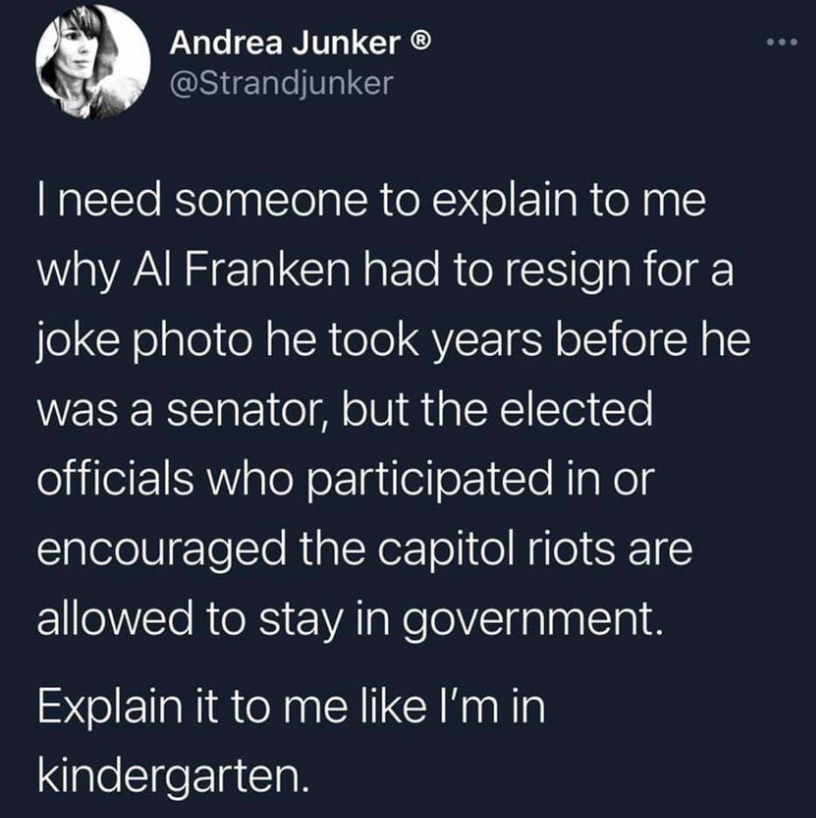 High Quality Andrea Junker tweet Al Franken Blank Meme Template