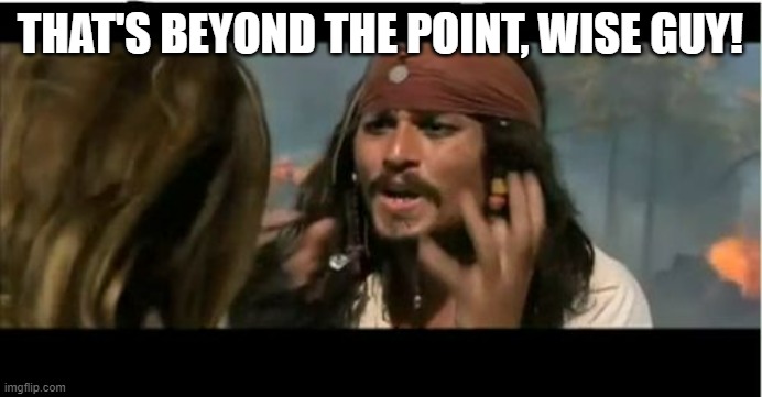 Why Is The Rum Gone Meme | THAT'S BEYOND THE POINT, WISE GUY! | image tagged in memes,why is the rum gone | made w/ Imgflip meme maker