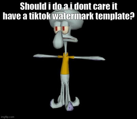 Squidward t-pose | Should i do a i dont care it have a tiktok watermark template? | made w/ Imgflip meme maker